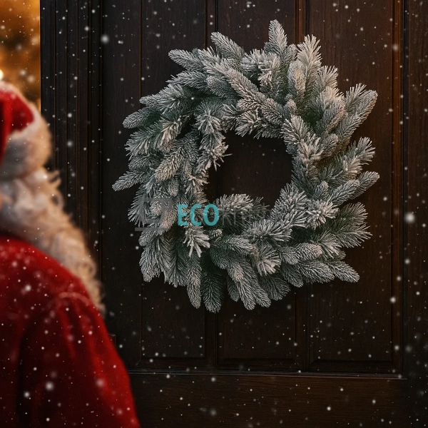 Вінок зі штучної засніженої хвої, 60 см, 122 гілки (Моде ... Вінок зі штучної засніженої хвої, 60 см, 122 гілки (Моде ...
