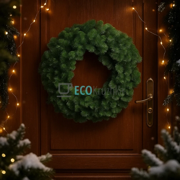 Вінок зі штучної хвої, 75 см, 220 гілок (Модель 840-138) Вінок зі штучної хвої, 75 см, 220 гілок (Модель 840-138)