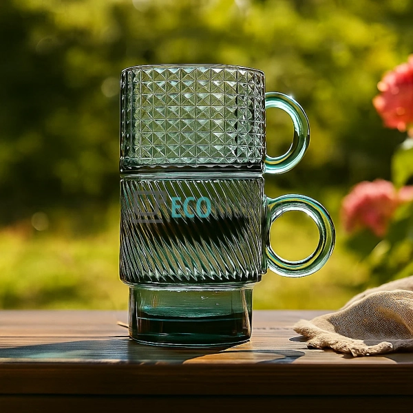 Набір скляних кухлів (2 шт), 300 мл, зелений колір, моде ... Набір скляних кухлів (2 шт), 300 мл, зелений колір, моде ...