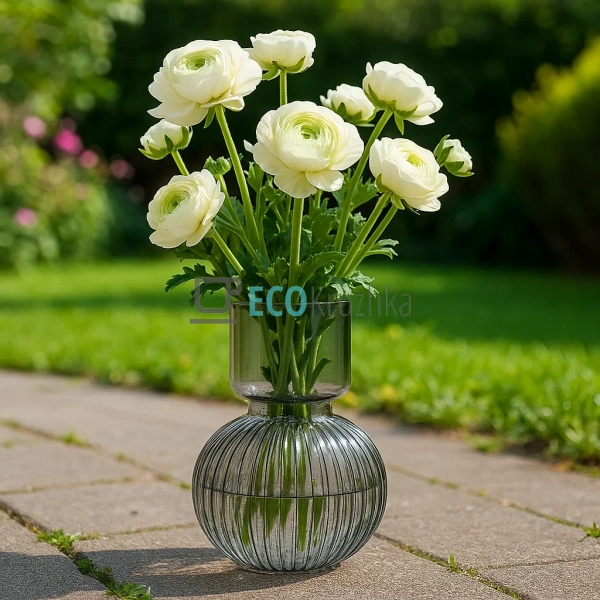 Ваза скляна Bottle grey D15 х 25см, Сіро-синій (527-801) Ваза скляна Bottle grey D15 х 25см, Сіро-синій (527-801)