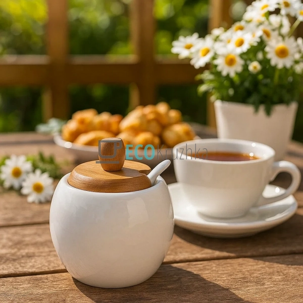 Цукорниця 300 мл з ложкою з бамбуковою кришкою Naturel 3 ...