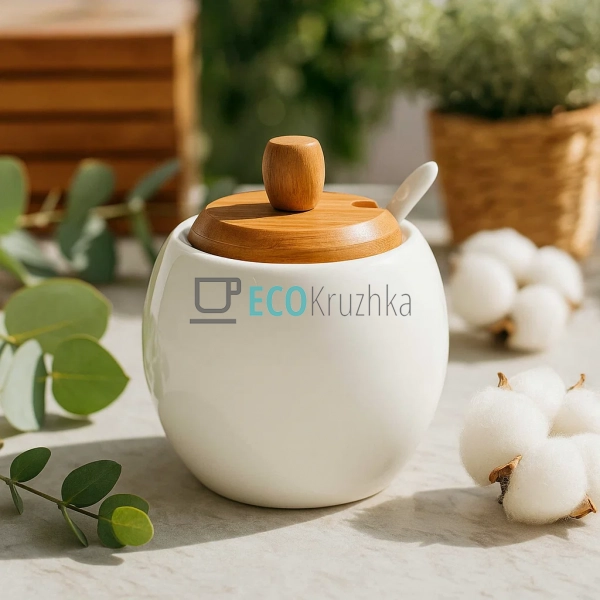 Цукорниця 300 мл з ложкою з бамбуковою кришкою Naturel 3 ...