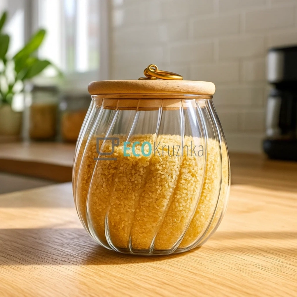 Скляна банка для зберігання продуктів з бамбуковою кришк ... Скляна банка для зберігання продуктів з бамбуковою кришк ...