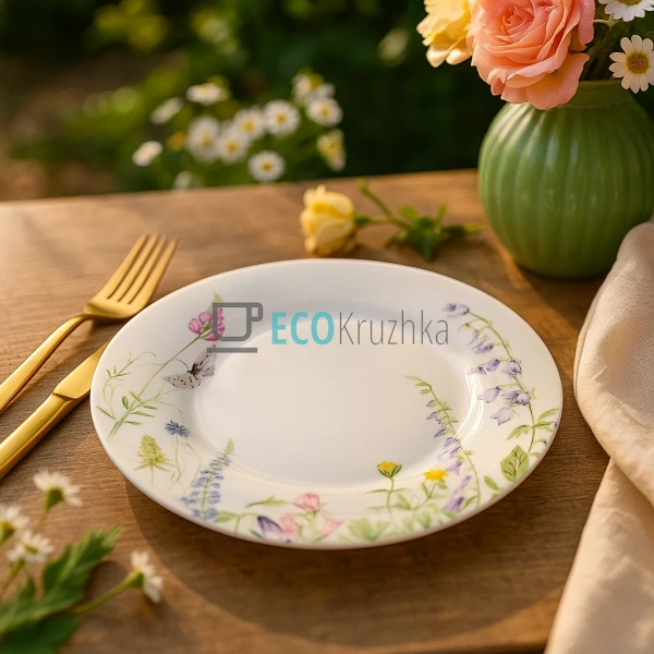 Тарілка порцелянова десертна D19 см Floral (K023) Тарілка порцелянова десертна D19 см Floral (K023)