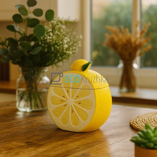 Банка керамічна Lemon 900 мл, Жовтий (928-103) Банка керамічна Lemon 900 мл, Жовтий (928-103)