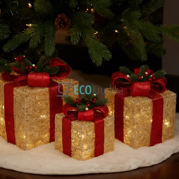 Набір декоративних подарунків з підсвічуванням шампань і ... Набір декоративних подарунків з підсвічуванням шампань і ...