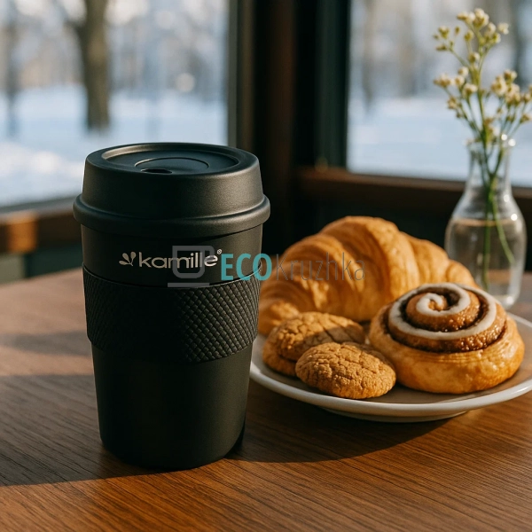 Термокружка Kamille 360мл з нержавіючої сталі з TPR вста ... Термокружка Kamille 360мл з нержавіючої сталі з TPR вста ...