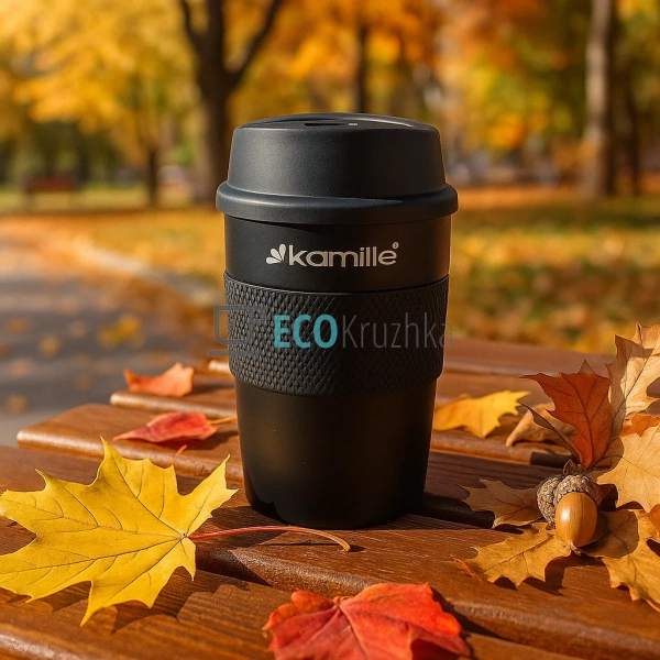 Термокружка Kamille 360мл з нержавіючої сталі з TPR вста ... Термокружка Kamille 360мл з нержавіючої сталі з TPR вста ...