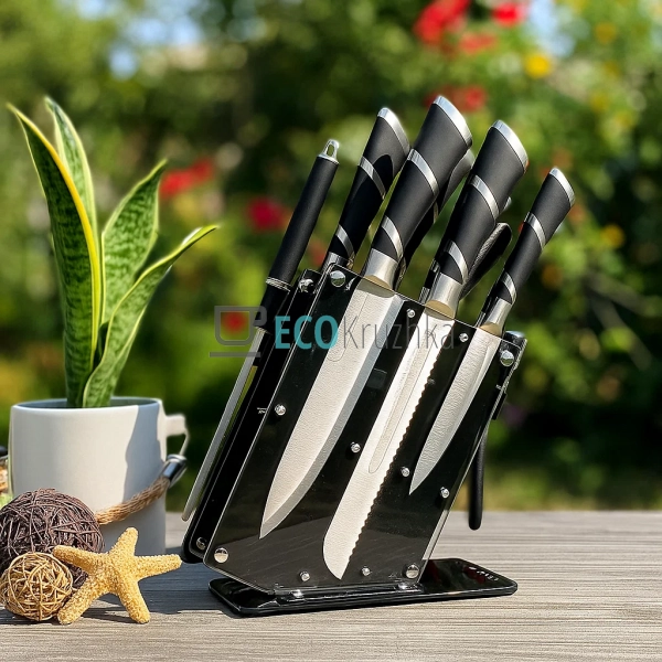 Набір ножів на акриловій підставці 9 предметів з обертов ... Набір ножів на акриловій підставці 9 предметів з обертов ...