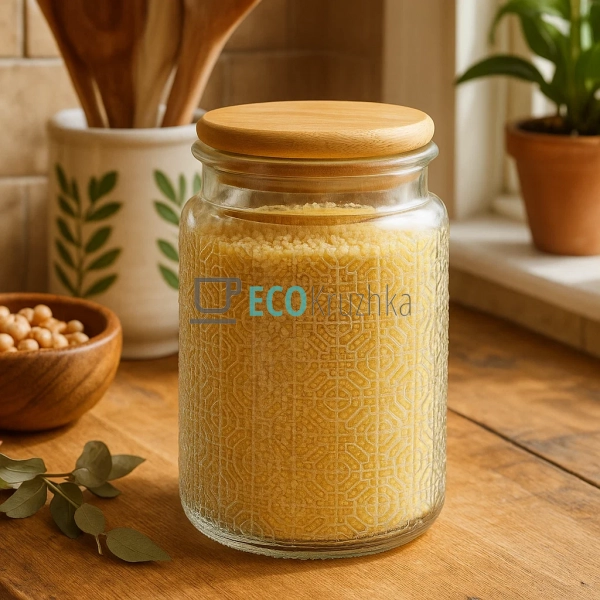Скляна банка для сипучих продуктів з бамбуковою кришкою, ... Скляна банка для сипучих продуктів з бамбуковою кришкою, ...