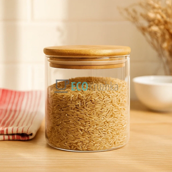 Ємність 950 мл, для сипких продуктів 9.5х14 см із бамбук ... Ємність 950 мл, для сипких продуктів 9.5х14 см із бамбук ...