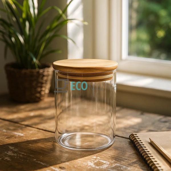 Ємність 750 мл, для сипких продуктів 9.5х11 см із бамбук ... Ємність 750 мл, для сипких продуктів 9.5х11 см із бамбук ...