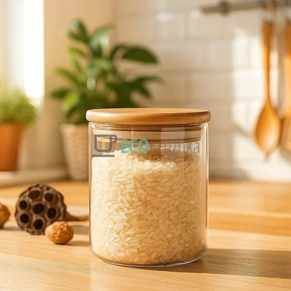 Ємність 750 мл, для сипких продуктів 9.5х11 см із бамбук ... Ємність 750 мл, для сипких продуктів 9.5х11 см із бамбук ...