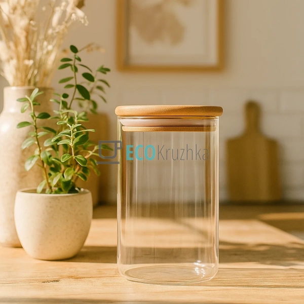 Ємність 1050 мл, для сипких продуктів 9.5х16 см із бамбу ... Ємність 1050 мл, для сипких продуктів 9.5х16 см із бамбу ...