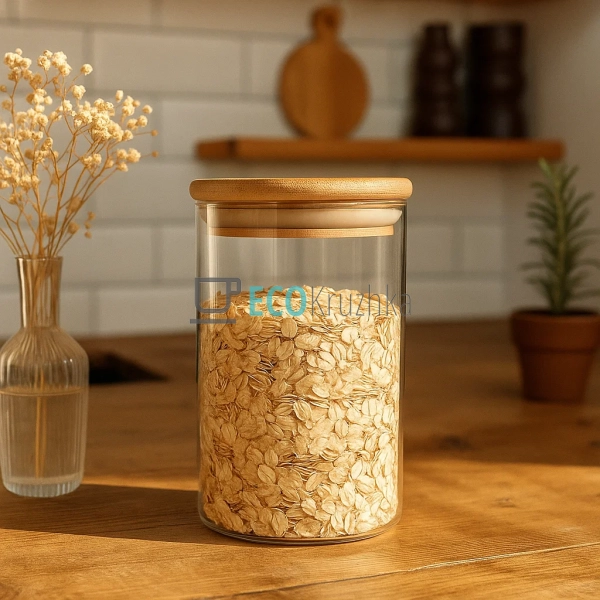 Ємність 1050 мл, для сипких продуктів 9.5х16 см із бамбу ... Ємність 1050 мл, для сипких продуктів 9.5х16 см із бамбу ...