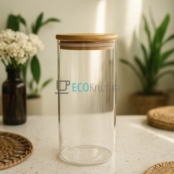 Ємність 1150 мл, для сипких продуктів 9.5х18 см із бамбу ... Ємність 1150 мл, для сипких продуктів 9.5х18 см із бамбу ...