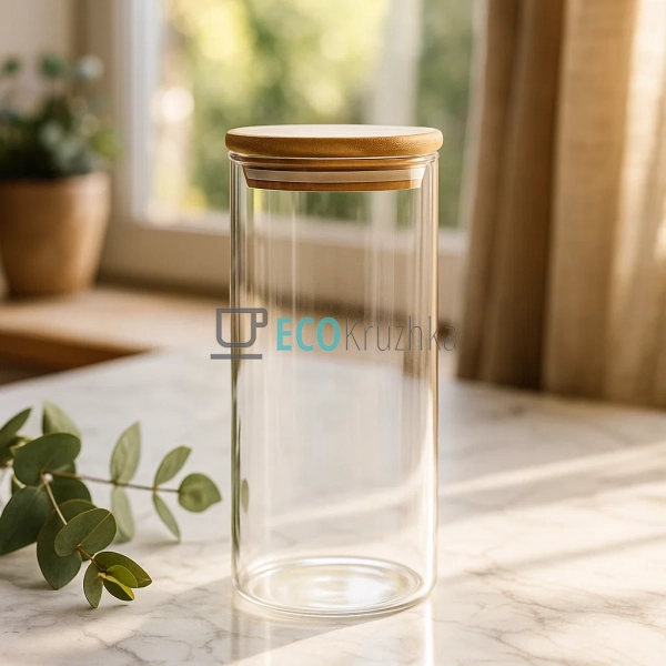 Ємність 1500 мл, для сипких продуктів 9.5х21 см із бамбу ... Ємність 1500 мл, для сипких продуктів 9.5х21 см із бамбу ...