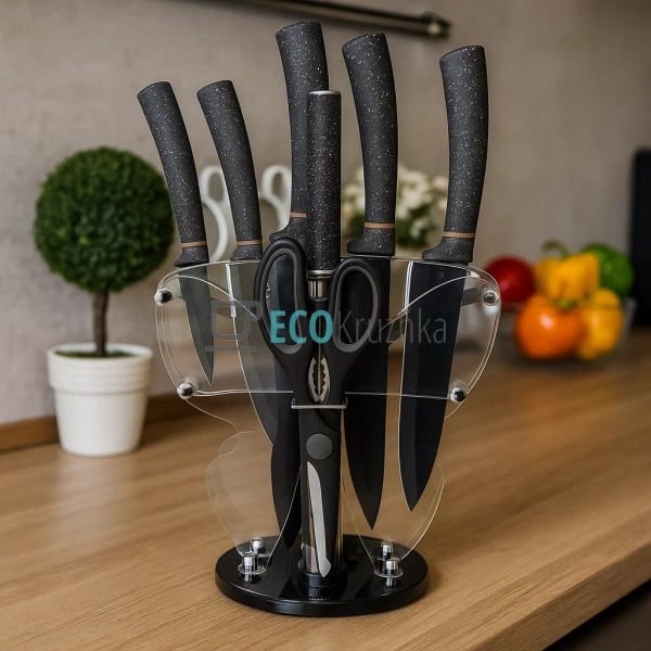 Набір ножів на підставці 9 предметів Edenberg EB-11061 Набір ножів на підставці 9 предметів Edenberg EB-11061