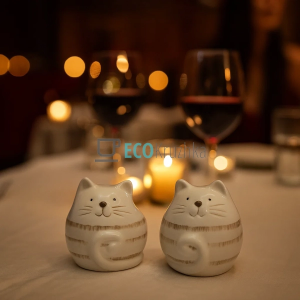 Набір для спецій "Котик": сільничка та перечниця, 6.3 см ... Набір для спецій "Котик": сільничка та перечниця, 6.3 см ...