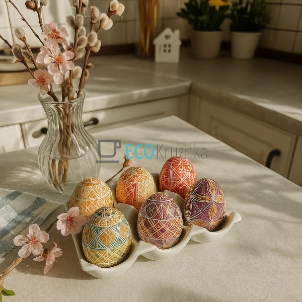 Порцелянова підставка для 6 яєць "Весняна історія" 14,8x ...