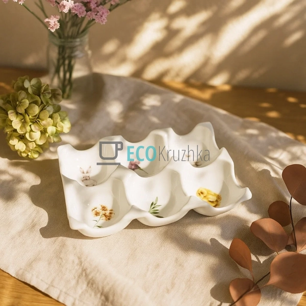 Порцелянова підставка для 6 яєць "Весняна історія" 14,8x ...