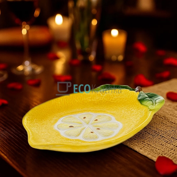 Тарілка керамічна Lemon, 31 х 19.5 х 3см, колір жовтий ( ... Тарілка керамічна Lemon, 31 х 19.5 х 3см, колір жовтий ( ...