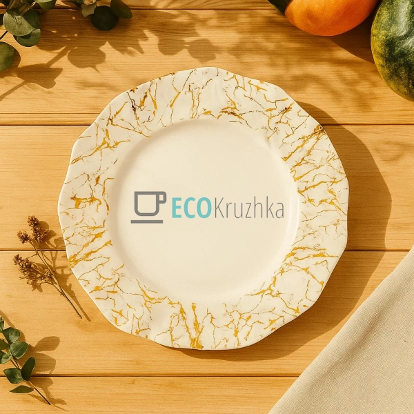 Тарілка порцелянова 29см з хвилястим краєм Мармурова роз ... Тарілка порцелянова 29см з хвилястим краєм Мармурова роз ...