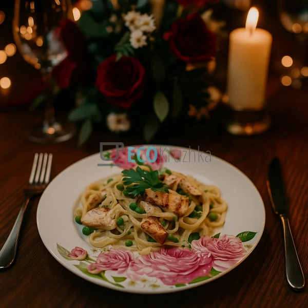 Обідня порцелянова тарілка 23см Рожеві троянди 320-122 Обідня порцелянова тарілка 23см Рожеві троянди 320-122