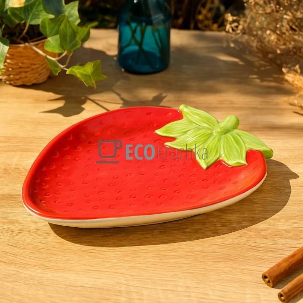 Керамічна тарілка "Strawberry", 26x20.5x3 см, червона, м ... Керамічна тарілка "Strawberry", 26x20.5x3 см, червона, м ...