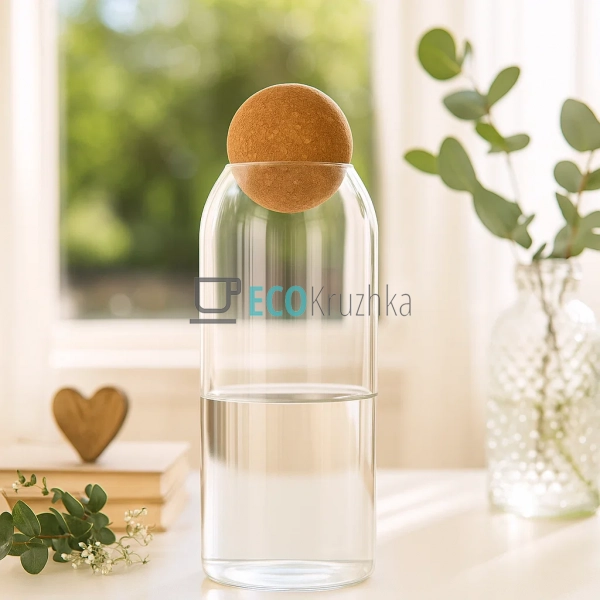 Ємність для води 1100 мл з боросилікатного скла з пробко ... Ємність для води 1100 мл з боросилікатного скла з пробко ...