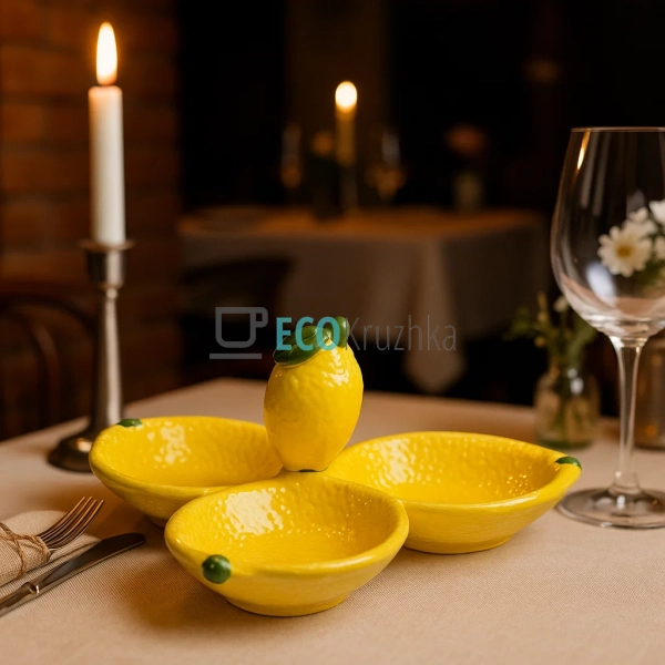 Менажниця керамічна Лимон, 24 х 9см, Жовтийй (928-073) Менажниця керамічна Лимон, 24 х 9см, Жовтийй (928-073)