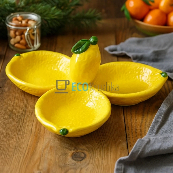 Менажниця керамічна Лимон, 24 х 9см, Жовтийй (928-073) Менажниця керамічна Лимон, 24 х 9см, Жовтийй (928-073)