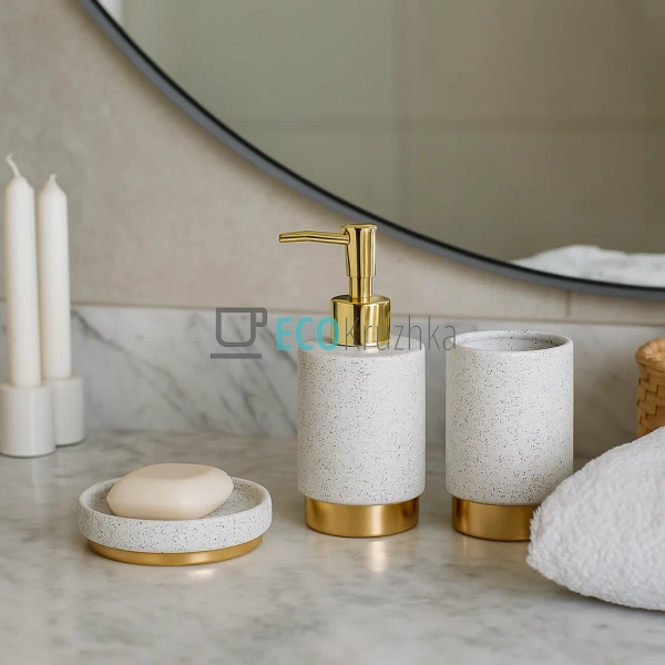 Набір "Golden Granite" для ванної кімнати: дозатор 350 м ... Набір "Golden Granite" для ванної кімнати: дозатор 350 м ...