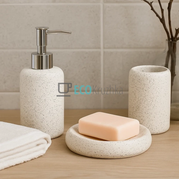 Набір "Granite White" для ванної кімнати: дозатор 350 мл ... Набір "Granite White" для ванної кімнати: дозатор 350 мл ...