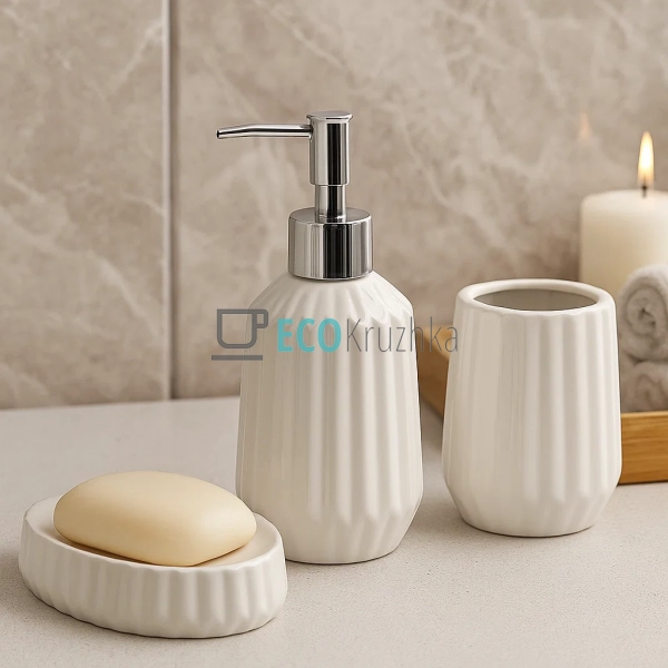 Набір для ванної кімнати (3 предмети) дозатор для мила, ... Набір для ванної кімнати (3 предмети) дозатор для мила, ...
