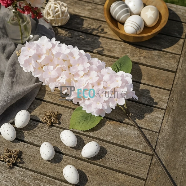 Декоративна гілка світло-рожевої гортензії Бобо 90 см (1 ...