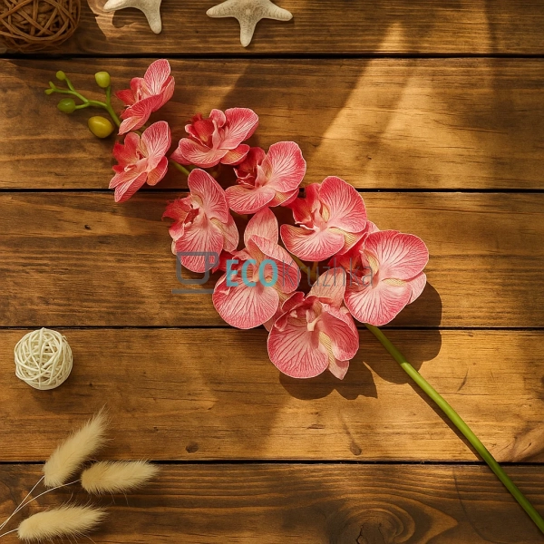 Штучна латексна орхідея, 9 квіток, 15x103 см, яскраво-ро ...