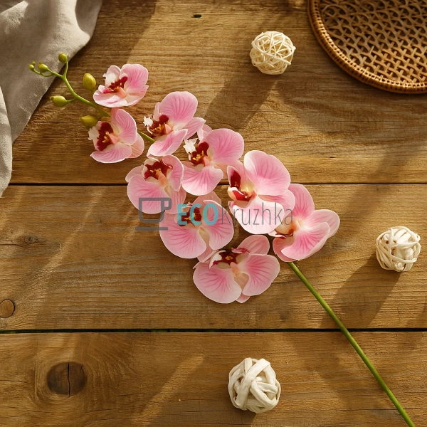 Штучна латексна орхідея, 9 квіток, 15x103 см, рожева (14 ...