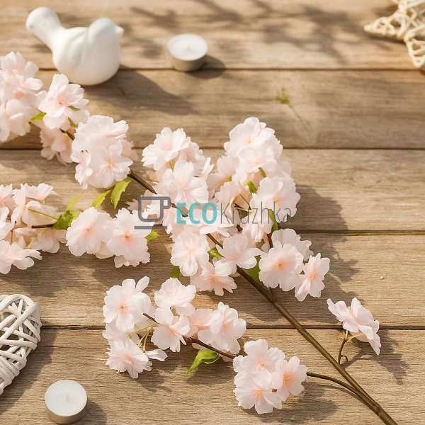 Декоративна гілка рожевої сакури 101 см (137-019)