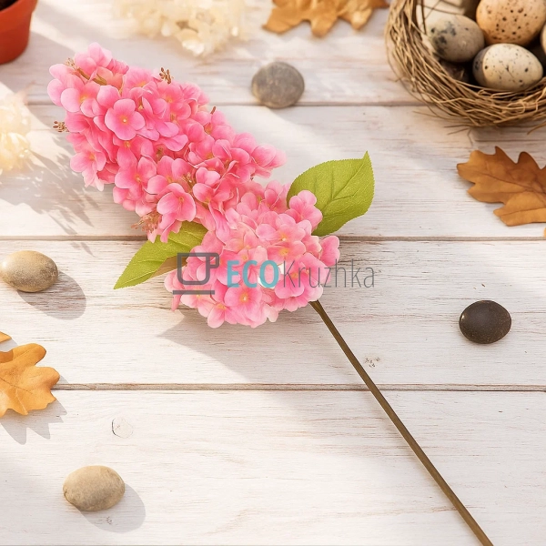 Декоративна гілка рожевої гортензії Бобо 90 см (137-023)