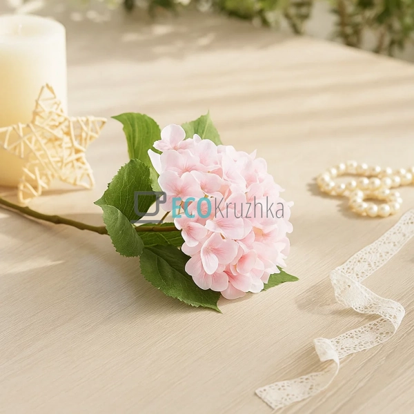 Декоративна гілка світло-рожевої гортензії 60 см квітка  ...