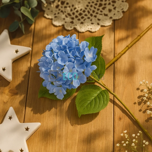 Декоративна гілка синьої гортензії 60 см квітка D16 см ( ...