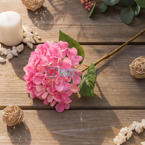 Декоративна гілка рожевої гортензії 60 см квітка D16 см  ...