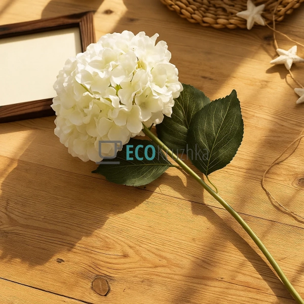 Декоративна гілка білої гортензії 92 см знімне суцвіття  ...