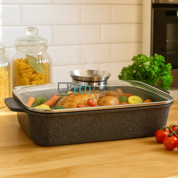 Жаровня алюмінієва з мармуровим покриттям 4.7 л з кришко ...