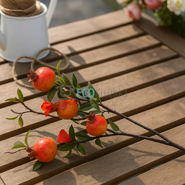 Гілка декоративна з плодами і суцвіттями Гранату, 80 см  ...