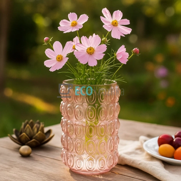 Ваза скляна Bubbles, 30см, Рожева 591-320 Ваза скляна Bubbles, 30см, Рожева 591-320