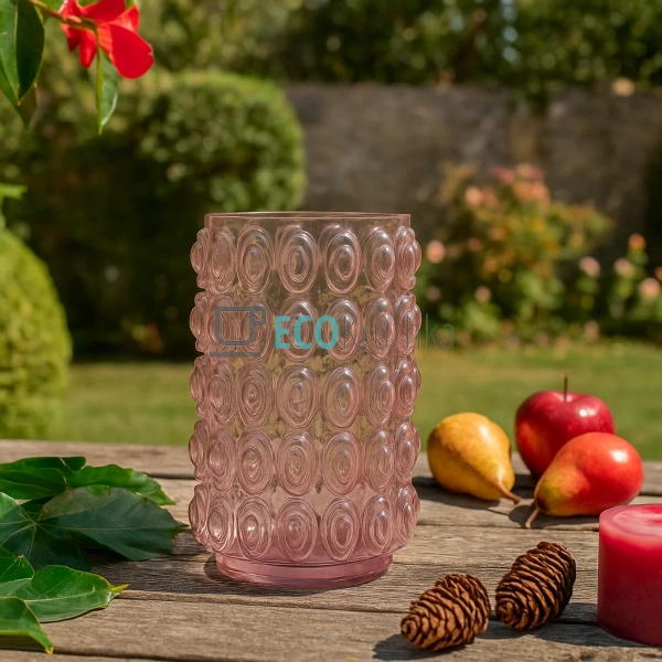 Ваза скляна Bubbles, 30см, Рожева 591-320 Ваза скляна Bubbles, 30см, Рожева 591-320