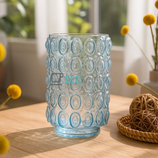 Ваза скляна Bubbles, 30см, Блакитна 591-322 Ваза скляна Bubbles, 30см, Блакитна 591-322