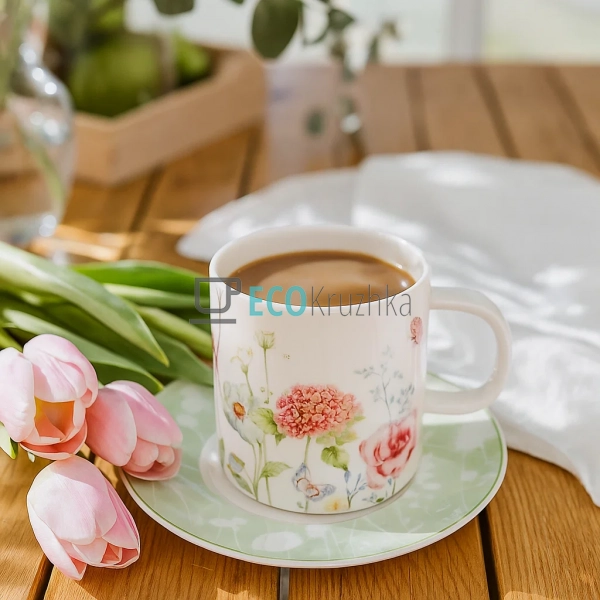 Порцелянова чашка з блюдцем Flower Garden 200 мл – набір ... Порцелянова чашка з блюдцем Flower Garden 200 мл – набір ...